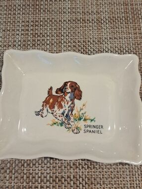 Vtg Springer Spaniel Small Trinket Dish 4" x 3" x .5"